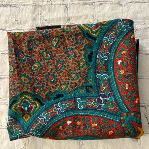 MADE IN ITALY ABSTRACT PAISLEY BLACK BOARDER SQUARE SCARF JEWEL TONES O/S